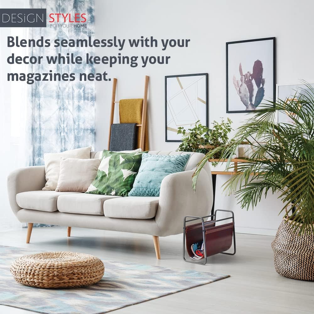 Designstyles Desktop Magazine Holder – Free Standing Floor, Desk and Table Top Storage and Display Stand - Books, Newspapers, Files, Folders – Decorative Design for Home or Office