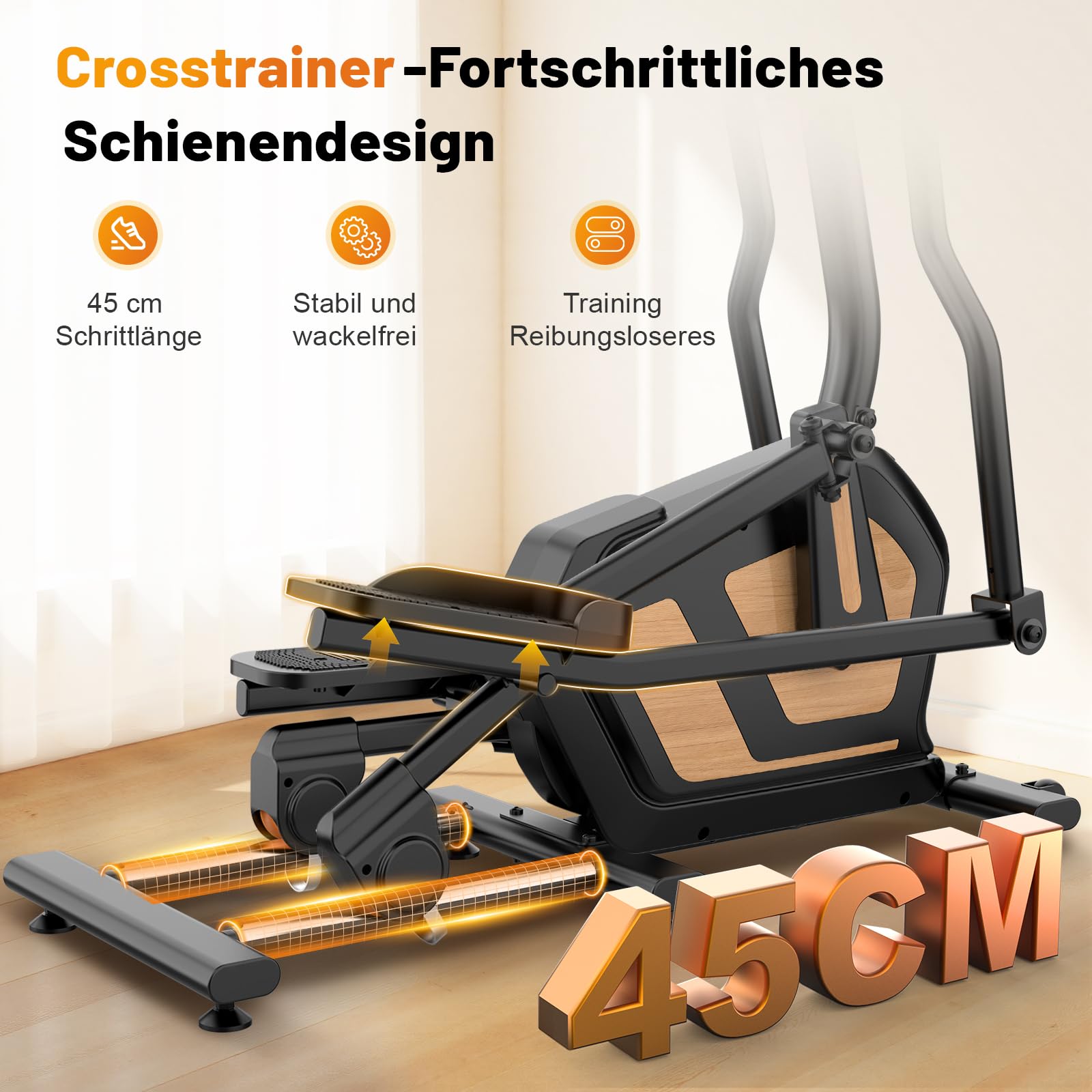 Crosstrainer 3-in-1 Magnetischer Ellipsentrainer 16 Widerstandsstufen 10kg Schwungrad 45cm Schrittlänge 150 kg