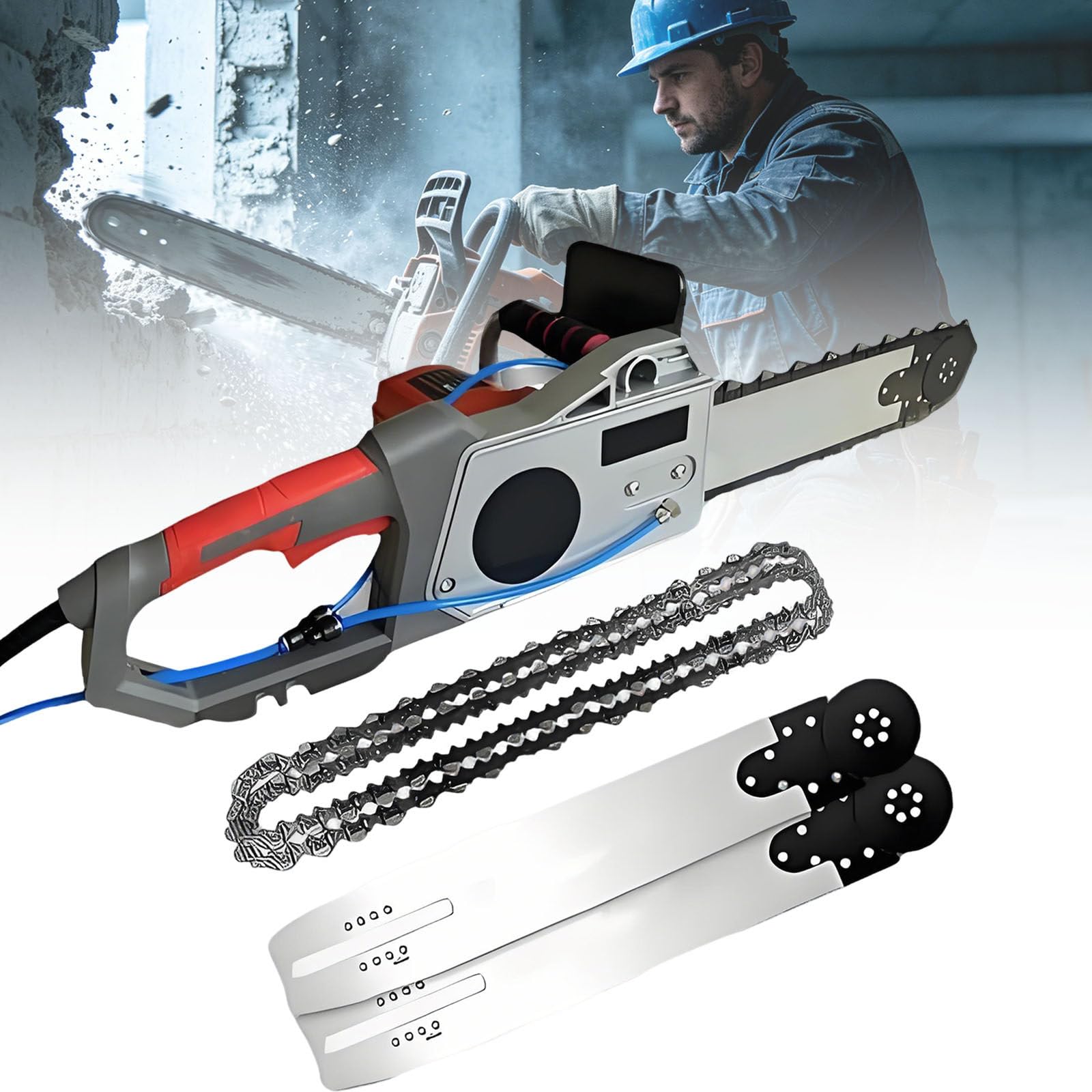 Ymnogjie Electric Concrete Chain Saw,Handheld Brushless Chainsaw,Concrete Cutting Chain Saw,Electric Diamond Chain Wall Cutter for Slotted Rebar,Marble,Bricks,Marble 48cm