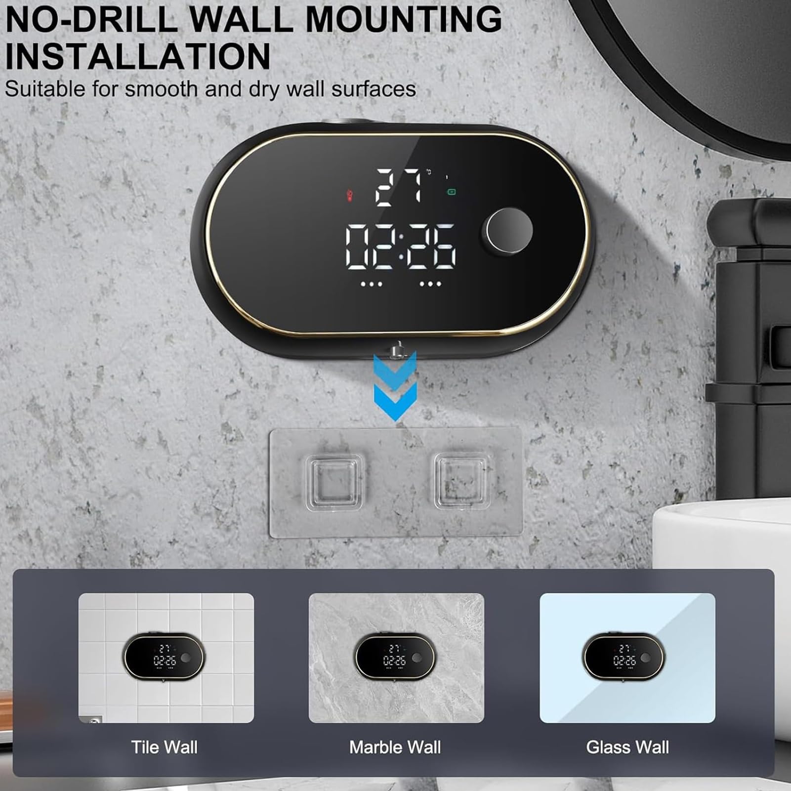 Dispenser automatico di sapone liquido da bagno 450 ml di grande capacità | Dispenser di sapone elettrico intelligente automatico in plastica ricaricabile senza tocco, regolabile