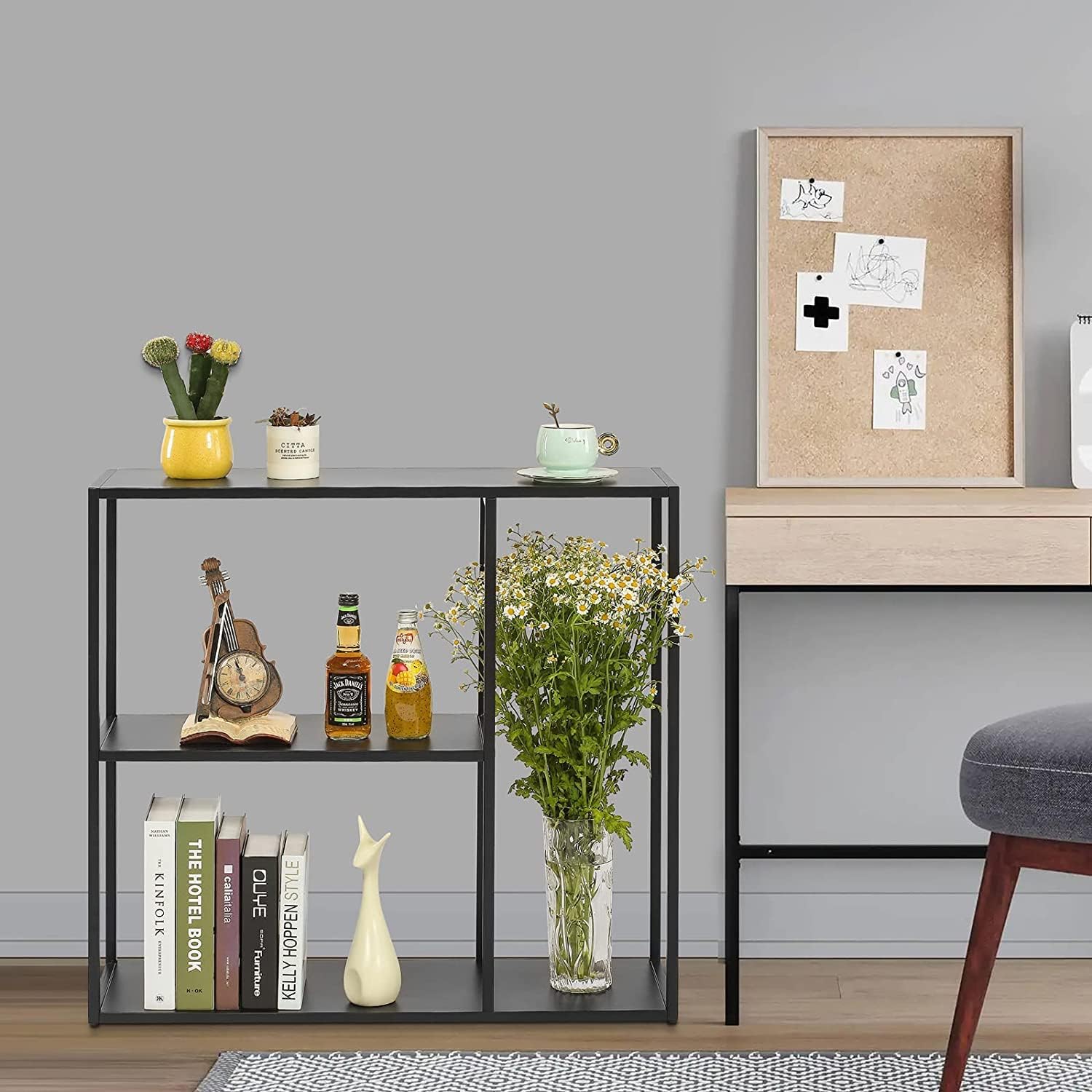 Indian Decor 44590 Console Table,Sofa Table Entrance Table Narrow Long with Storage Rack for Entrance,Foyer,Hallway,Sofa,Living Room,Bar,Kitchen(Black) 1