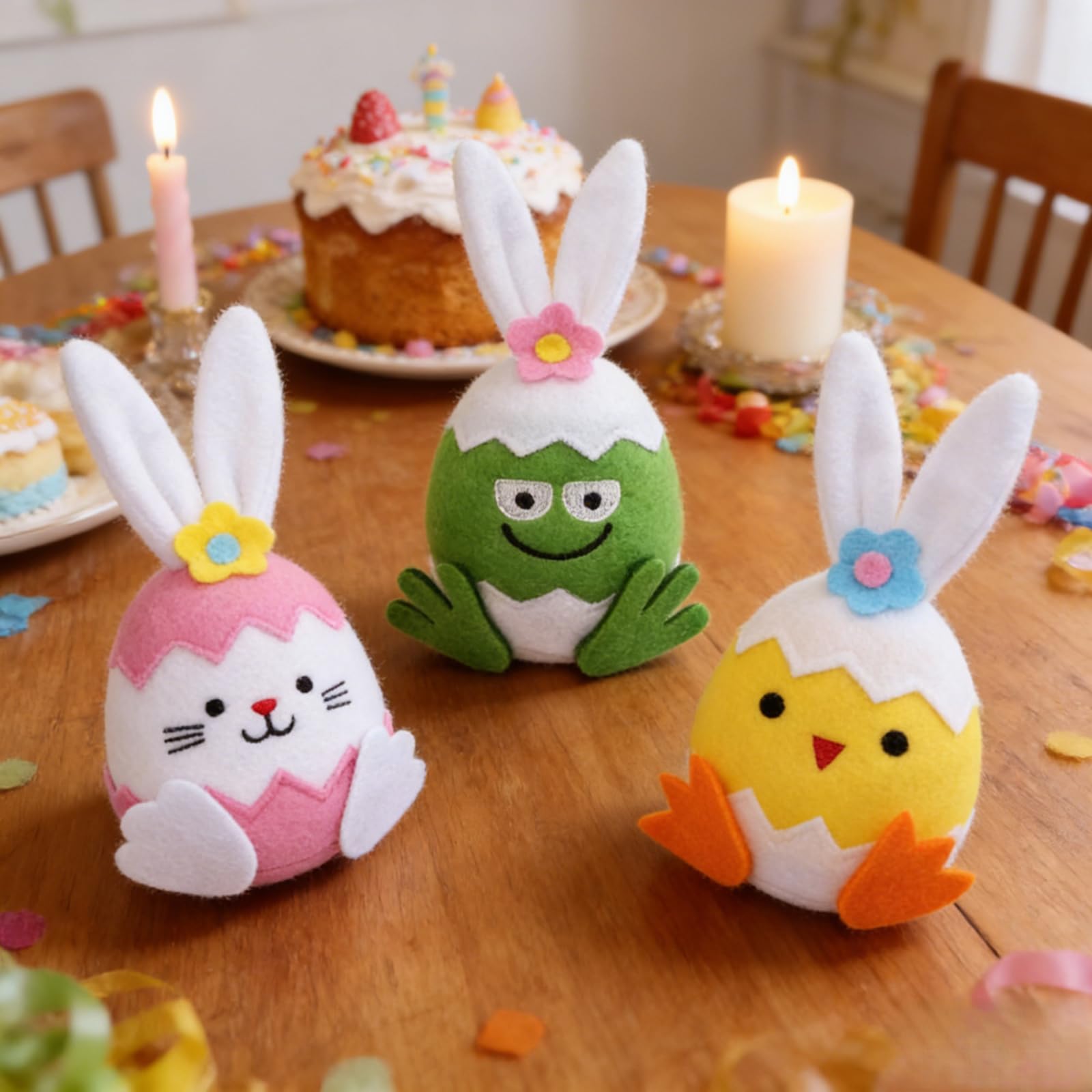 3 Uova Pasqua Fatte a Mano Animale Decorazione da scrivania FESTIVITÀ Celebrazione Figurine Lepre