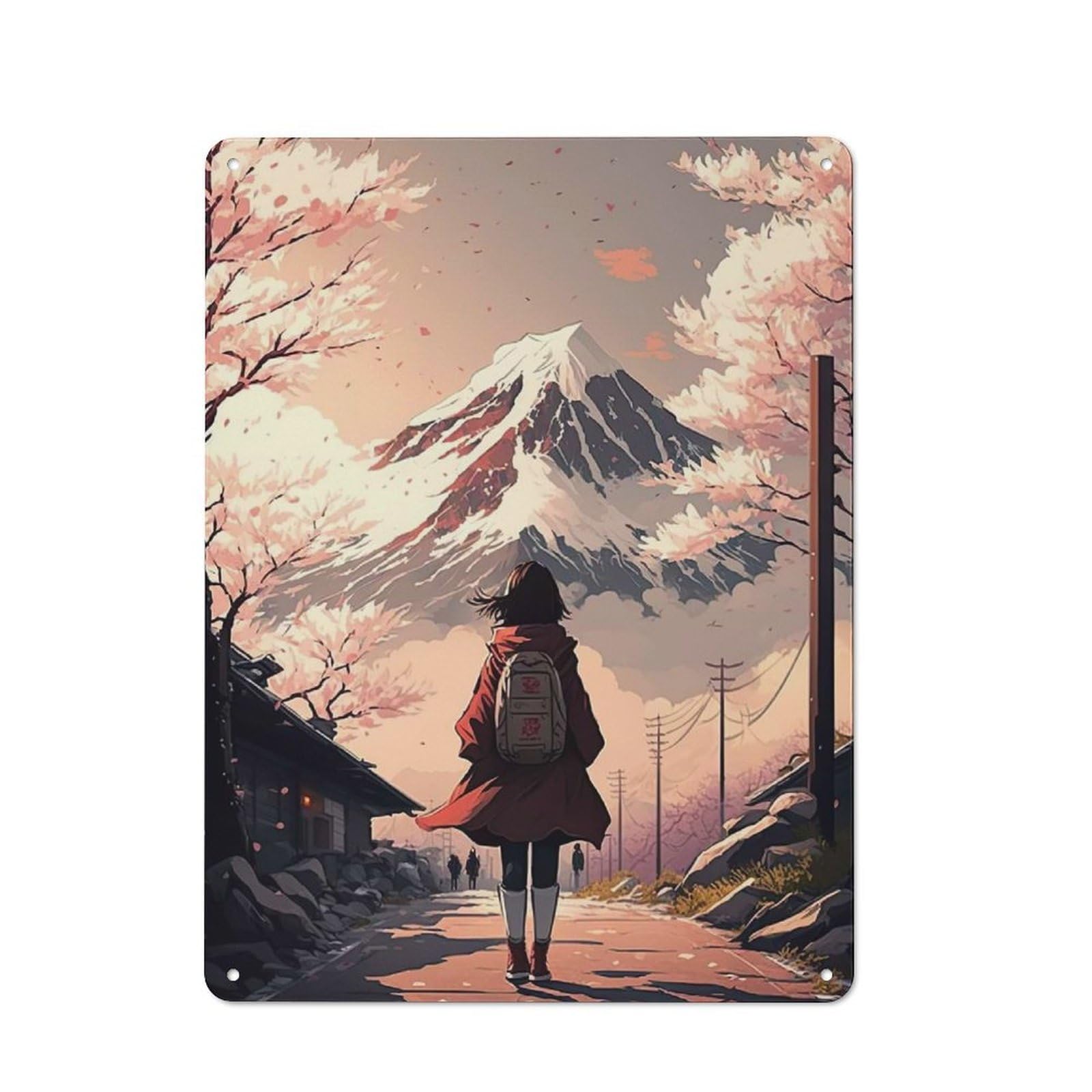 Vision of Fujiyama Printed Metal Sign 40x30cm for Café Or Home Bar, Housewarming Wall Decor for People Furnishing Café And Home Bar