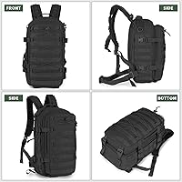 Vista 7 de CamGo Mochila táctica militar Molle de 25 litros para senderismo, mochila de trekking para deportes diarios al aire libre (negro, 25L)