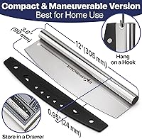 Vista 6 de KitchenStar - Cuchilla de corte de pizza de 12 pulgadas, cuchillo afilado de acero inoxidable con cubierta protectora, accesorios para horno