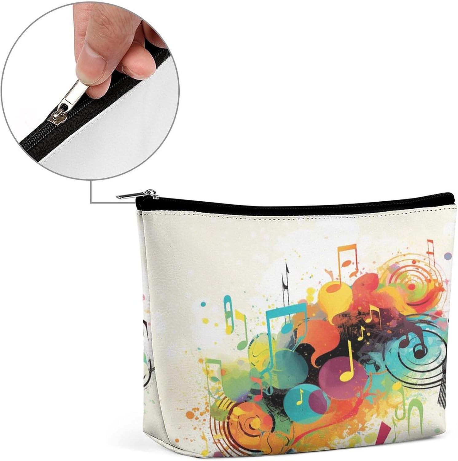 Abstract Music Themed Travel Makeup Bag Large Toiletry Bag for Women Waterproof Cosmetic Bags for Purse Portable Makeup Organizer Bags Cute Zipper Pouch Cosmetic Pouch Funny Travel Makeupbag image 4