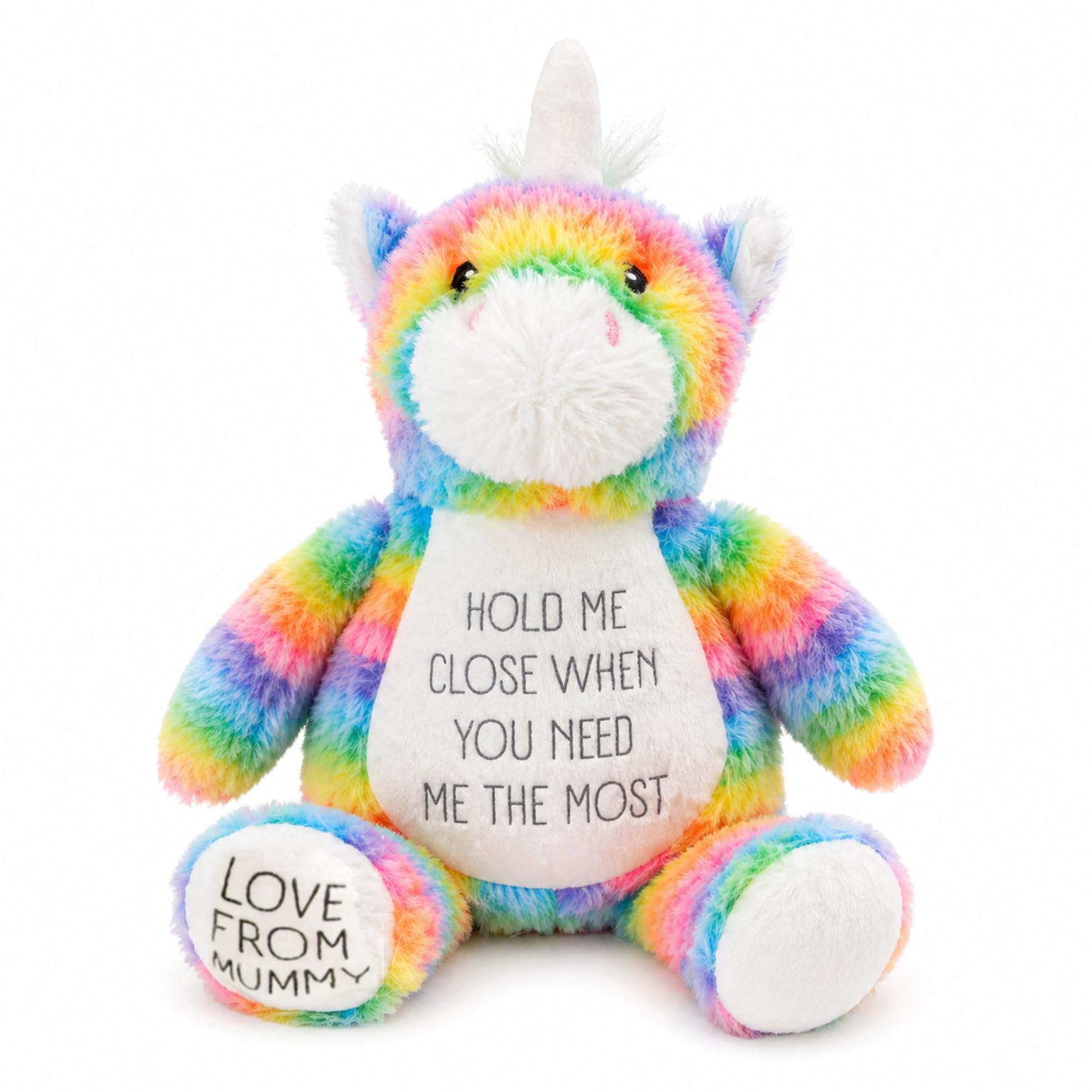 Silly Dog Designs - Hold Me Close Plushie - Comfort Plush with Reassuring Message - Emotional Support Gift for Children & Loved Ones - Dinosaur, Unicorn & Owl Soft Toy (Personalised Unicorn)