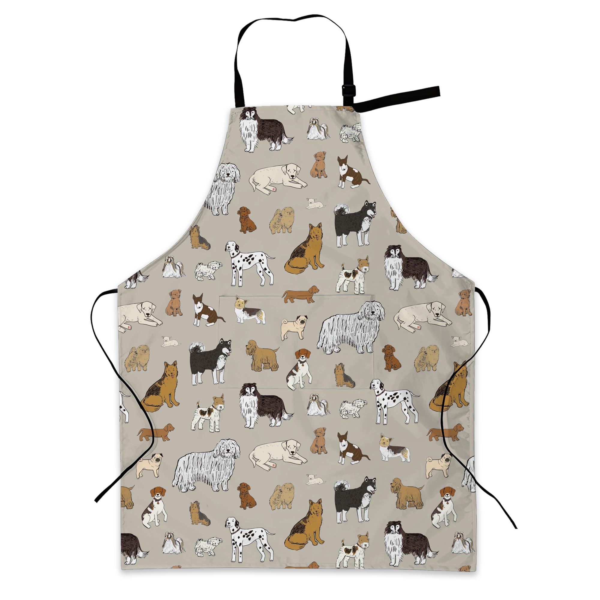 BILANGCE Beige Dog Aprons for Women Men, Waterproof with 2 Pockets, Chef Apron with Adjustable Neck Strap for Washing Dishes, Gifts BBQ Grill — image 1