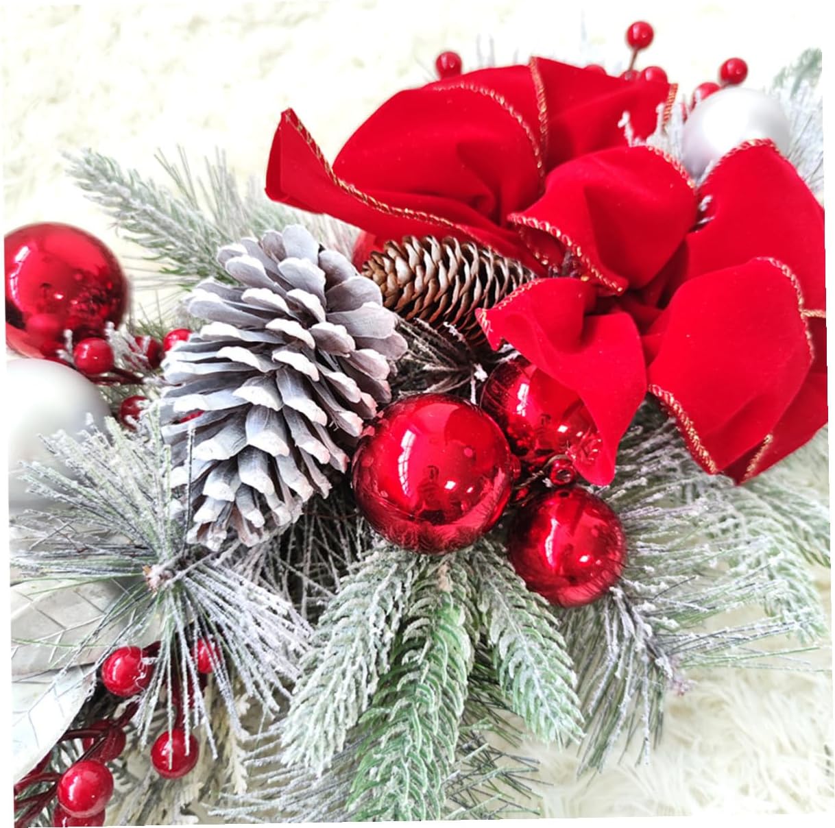 Zerodeko Realistic Christmas Garland Swag Bowknot Pendant for Stairway and Fireplace Decoration Lightweight Portable Hanging Ornament for Front Door Wall Window and Home Holiday Decor