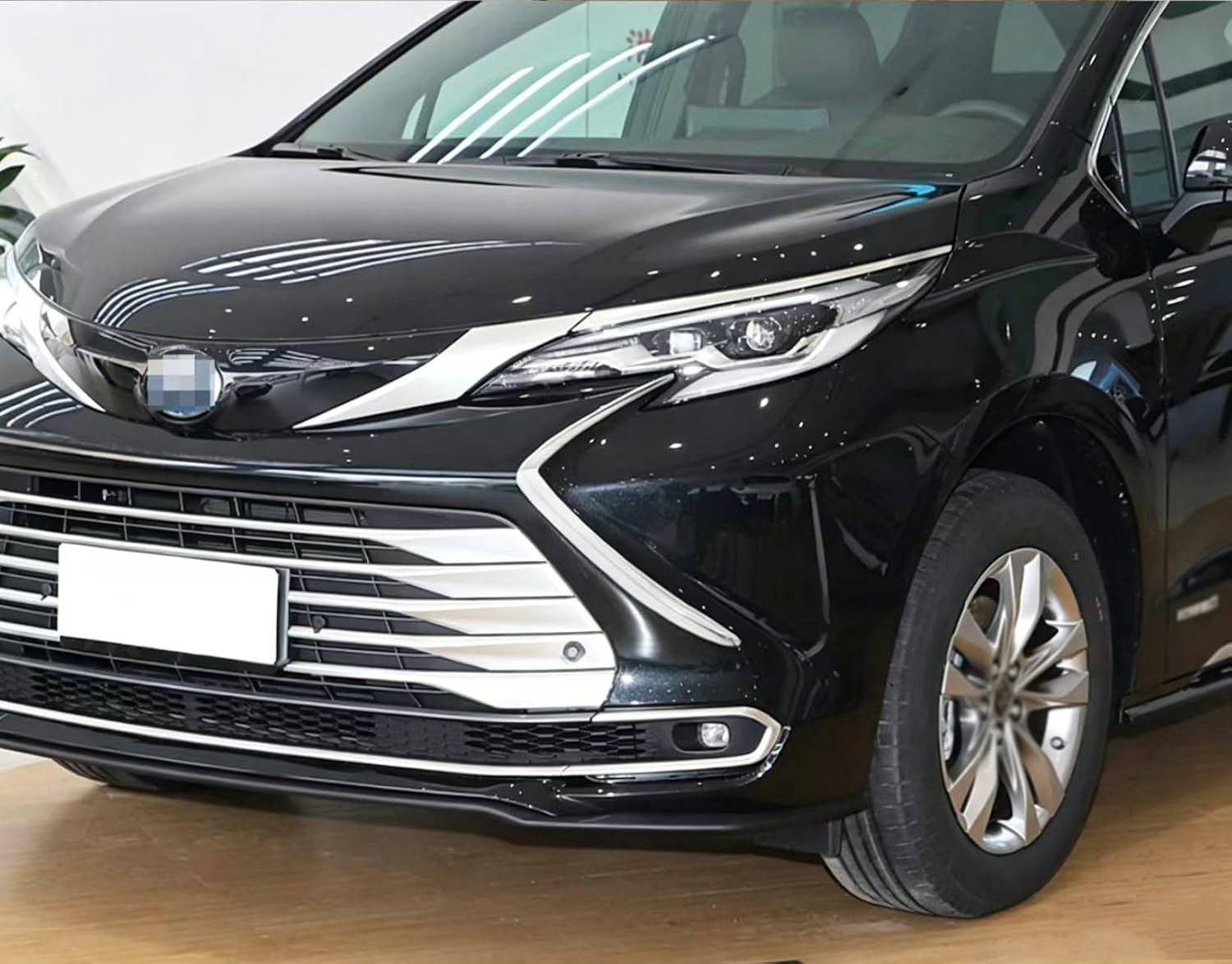 Automobile Accessories Front Upper Grill Frame Cover TrimFit for Toyota Sienna 2024 2023 2022 2021 (Chrome Silver) ABS 2 PCS