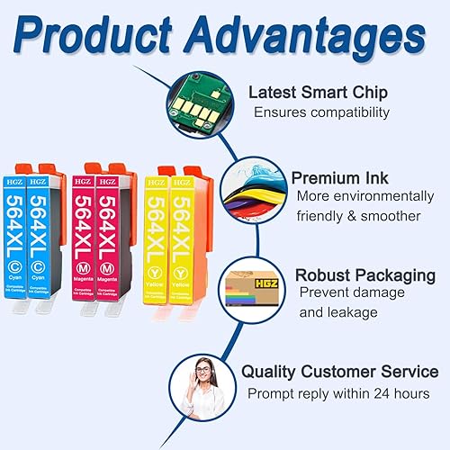 Miniatura 6 de Cartuchos de tinta compatibles de repuesto para HP 564XL 564 XL utilizado para Photosmart 6525 6520 7520 5520 7510 5510 7525 DeskJet 3520 3522