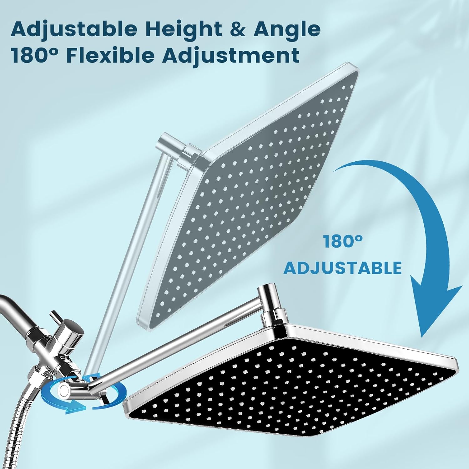 High Pressure Rainfall Showerhead Combo with Arm for Bathroom Accessories, Rain Shower Head with Handheld, Detachable Dual Shower with Multi Modes Handheld Spray Chrome