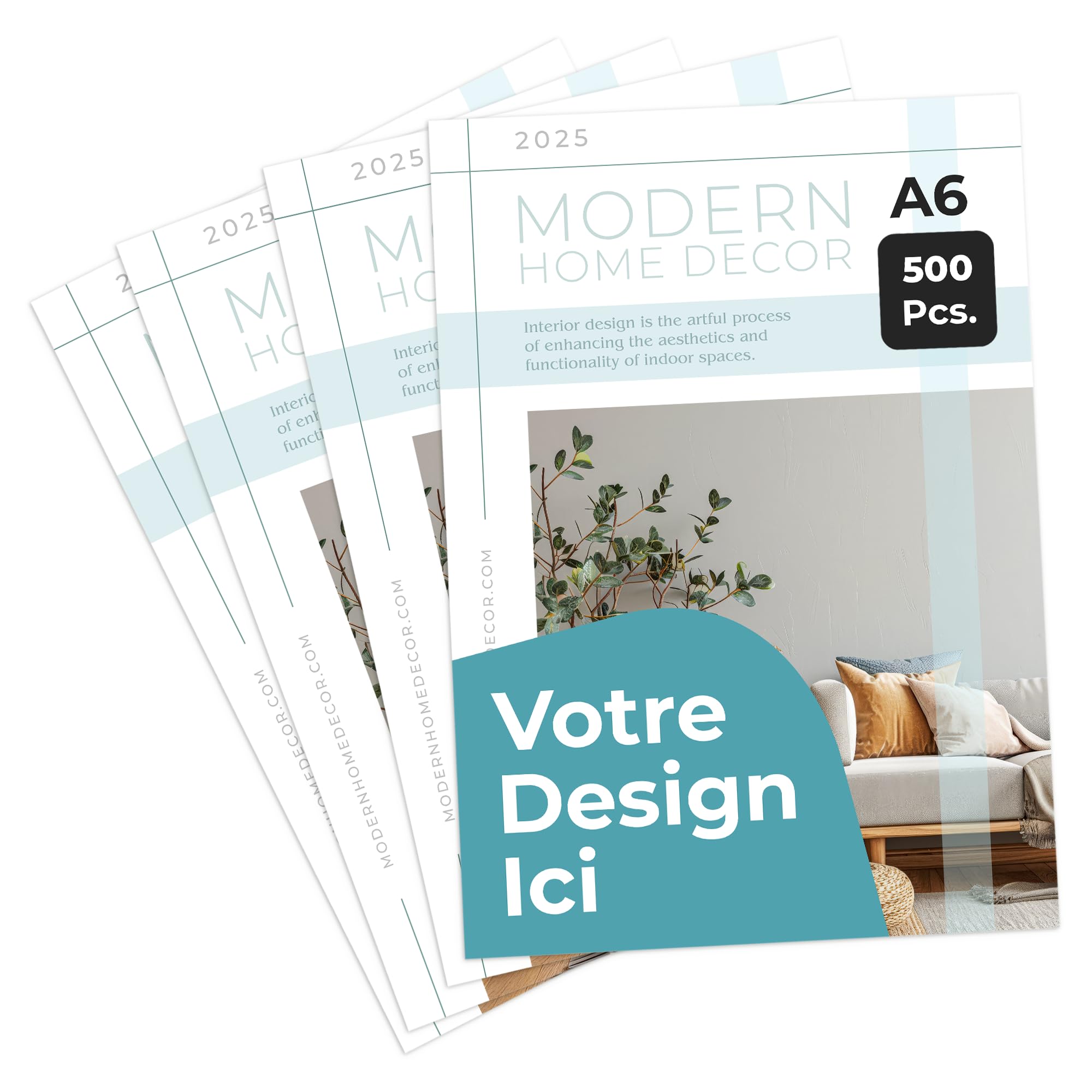 Flyers Publicitaires Personnalisés A6 Vertical, Impression Mat, Pack de 500