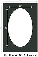 Vista 174 de CountryArtHouse Marco ovalado verde cazador de 5 x 7 pulgadas, sin ácidos, con núcleo blanco, corte biselado para fotos de 4 x 6, se adapta a marcos