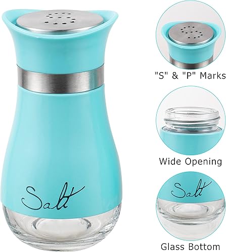 Miniatura 33 de Lonffery Juego de saleros y pimenteros – Recipientes de sal para regalos, decoración de cocina, hogar, caravana, campamento, barbacoa, dispensador