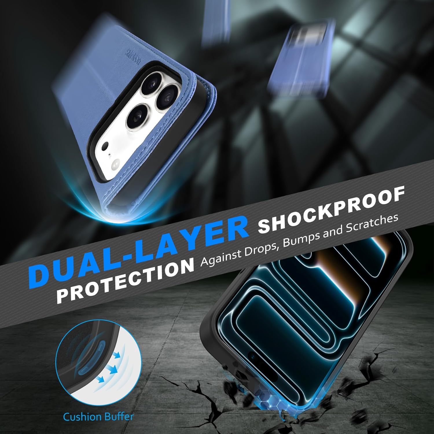 SHIELDON Detachable Genuine Leather Wallet Case for iPhone 17 Pro 6.3" | Wireless Charging, Flip Magnetic Closure, RFID Blocking Credit Card Holder, Kickstand, Shockproof - Wisteria Purple