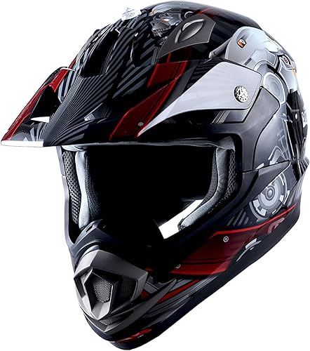 Miniatura 2 de Casco de motocross para adulto, todo terreno MX BMX ATV Dirt Bike mecánico de fibra de carbono negra