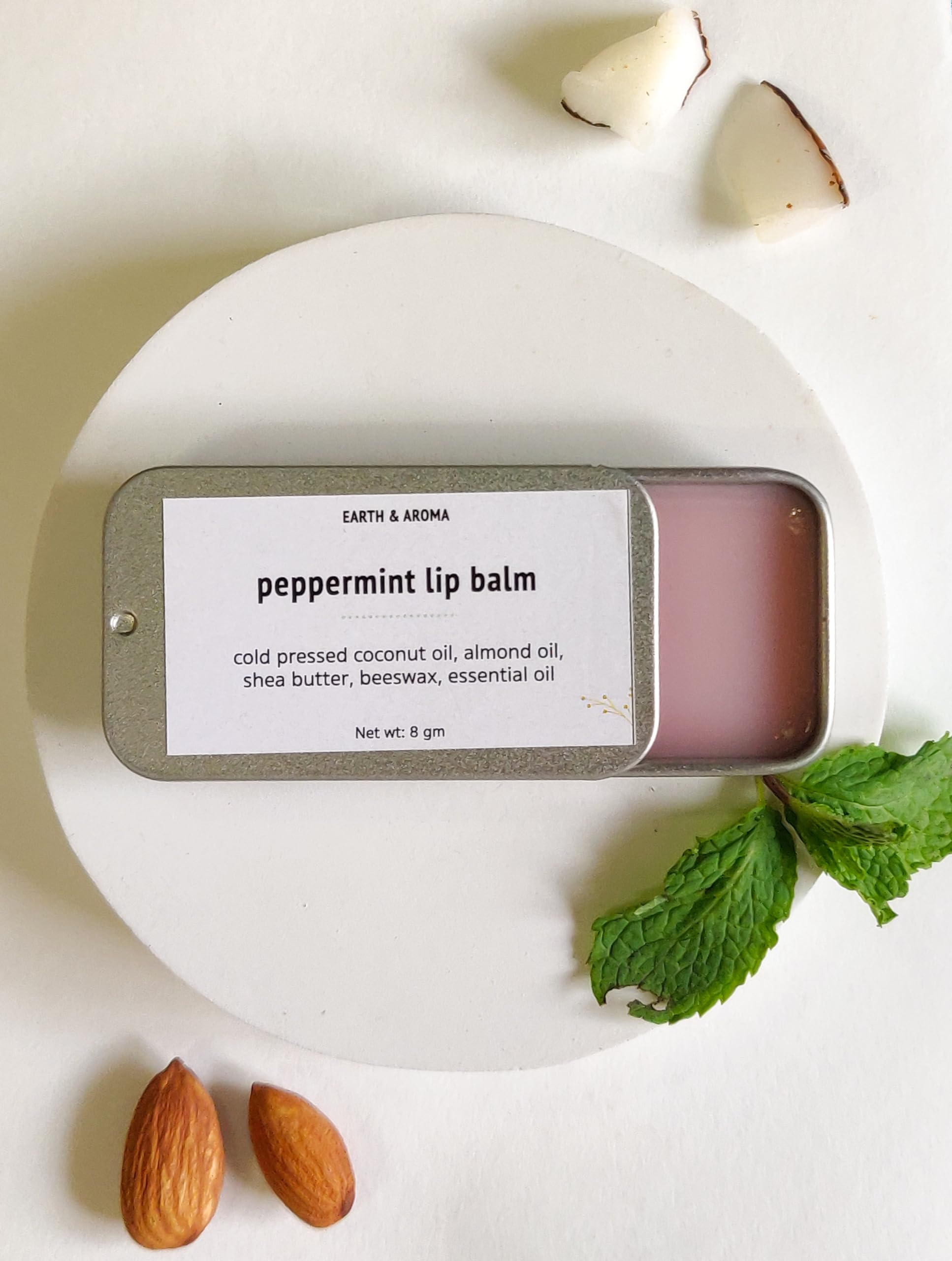 EARTH & AROMA Lip Balm (9g) | Lightens, Moisturises & Helps with Dry & Chapped Lips | Enriched with shea butter & cold pressed almond oil | Natural & Paraben free |No Artificial fragrance (Peppermint)-image-31