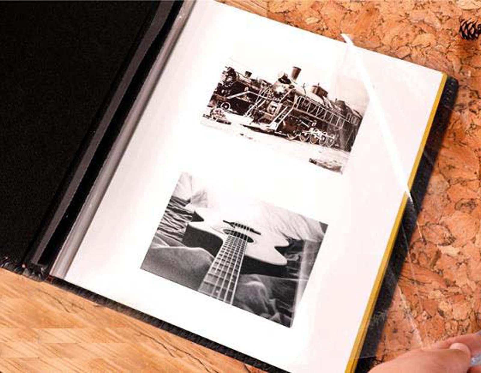 Dhao Magnetisches selbstklebendes Fotoalbum, Vintage-Fotoalbum, blanko Seiten, Platz für 15,2 x 10,2 cm, Fotos für Familien, Kunstleder-Einband mit Geschenk-Box, großes Fotoalbum (35 x 34,5 x 5 cm)