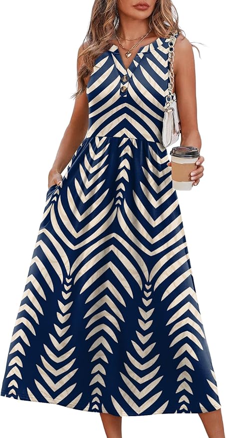 WIHOLL Beach Vacation Maxi Dress with Pockets