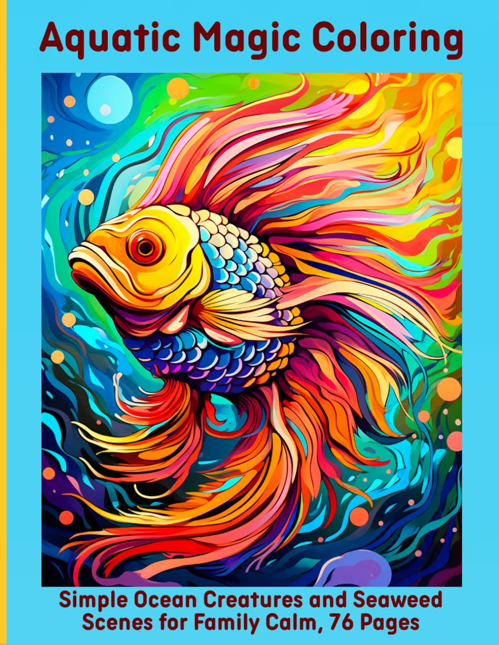 Aquatic Magic Coloring: Simple Ocean Creatures and Seaweed Scenes for Family Calm, 76 Pages
