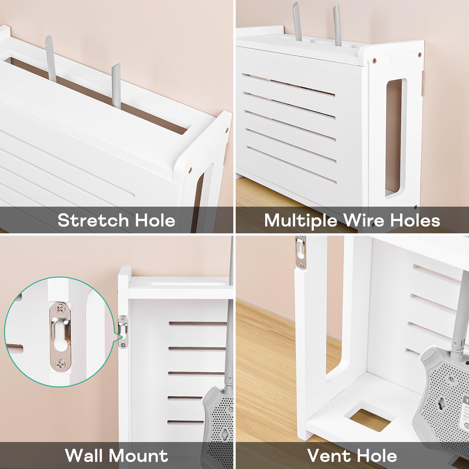 Wire Rack Covers Wood BEARUT Wooden Router Shelf Wall Mount WiFi Router ...