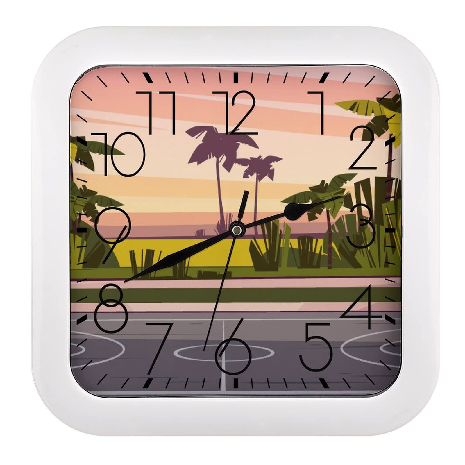 Horloge murale carrée basketball court salon cuisine 26cm