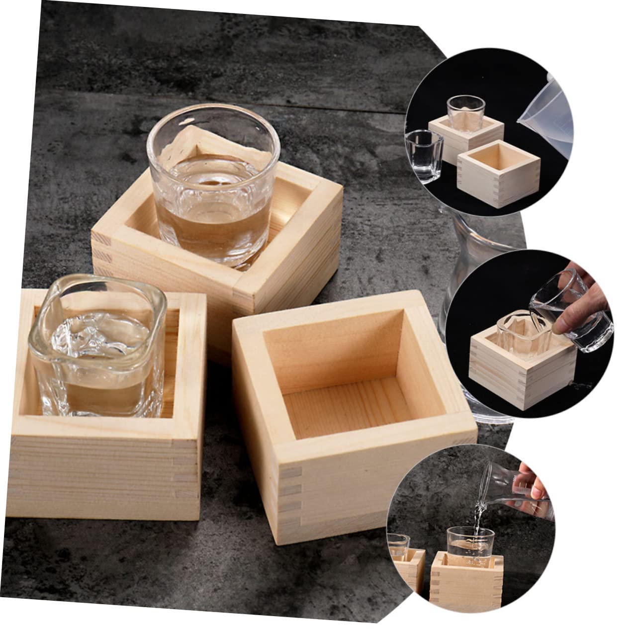 Tasses à Saké En Bois Masu - Cabilock | Boîte Baril Décorative | Style Japonais Pour Thé Ou Saké