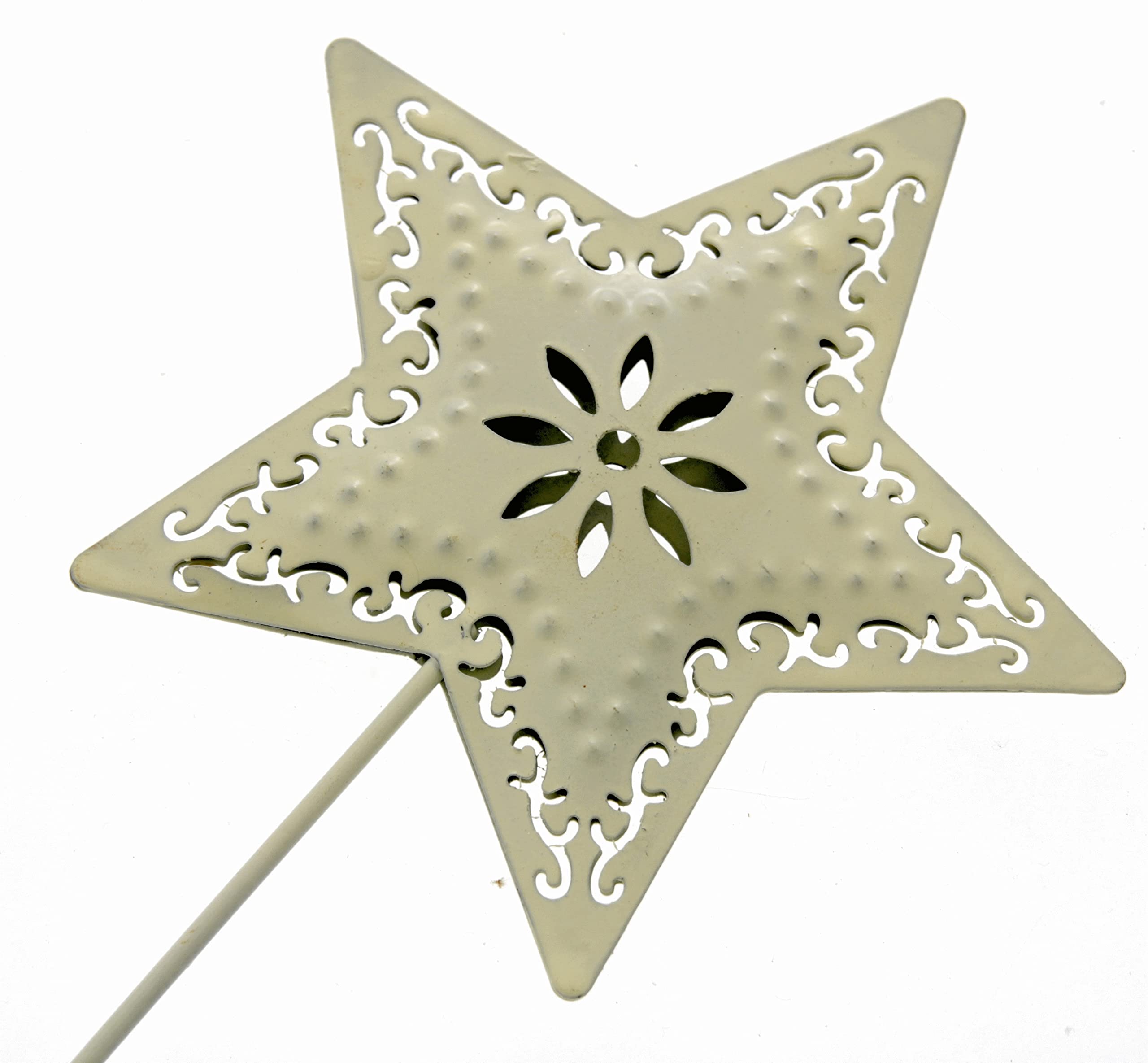 Corsage Creations Metal Star Wand | Cream Flower Girl Wand | Cut Outs & Embossed Detail | Lightweight & Comfortable 25cm Handle | Perfect for Weddings, Parties & Special Occasions (Cream, Star)
