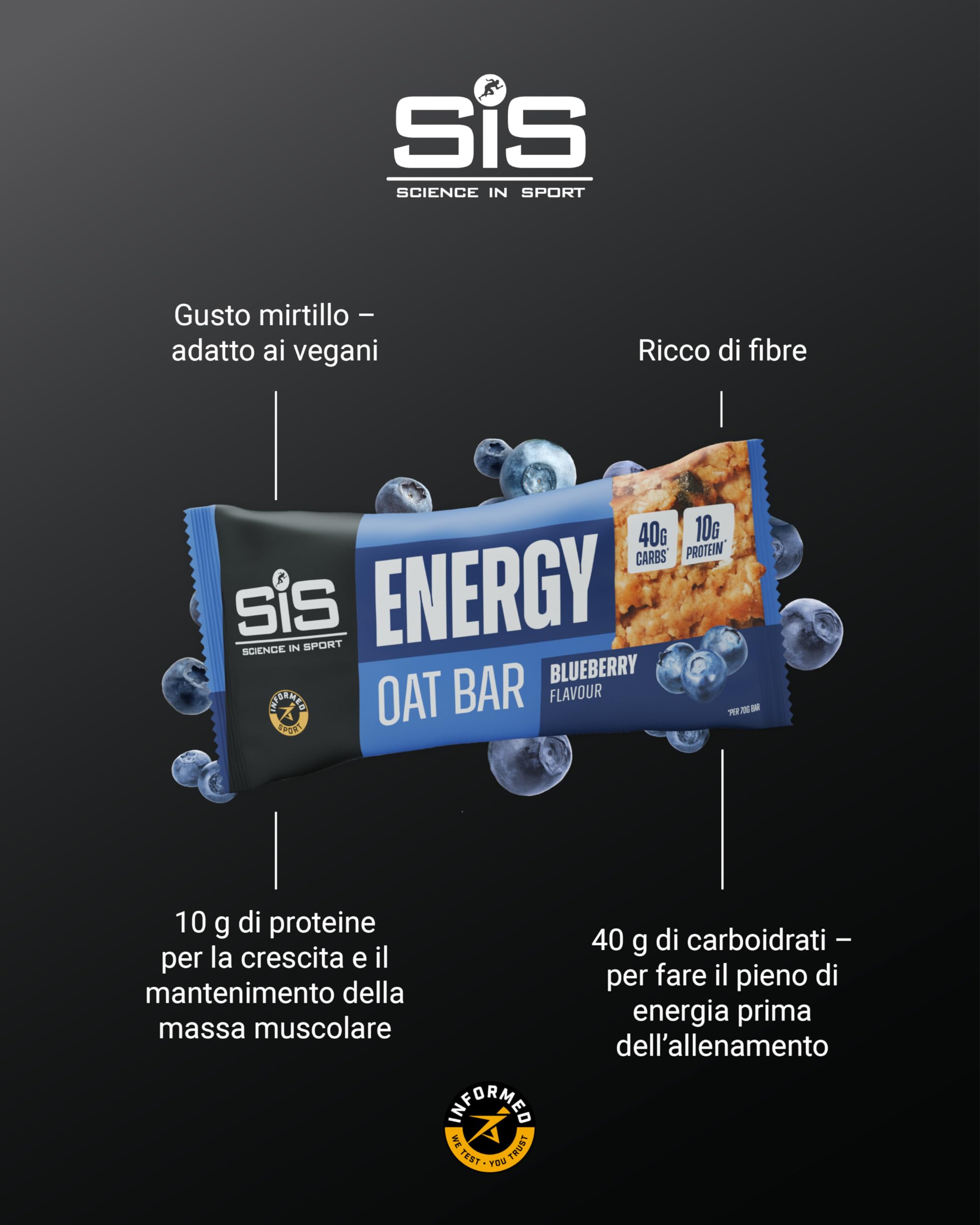 Science in Sport Energy Oat Bar – 40g Kohlenhydrate, 10g Protein, Hafer & Ballaststoffe – Informed Sport zertifiziert – Energiesnack für Training & Regeneration – 12er-Pack