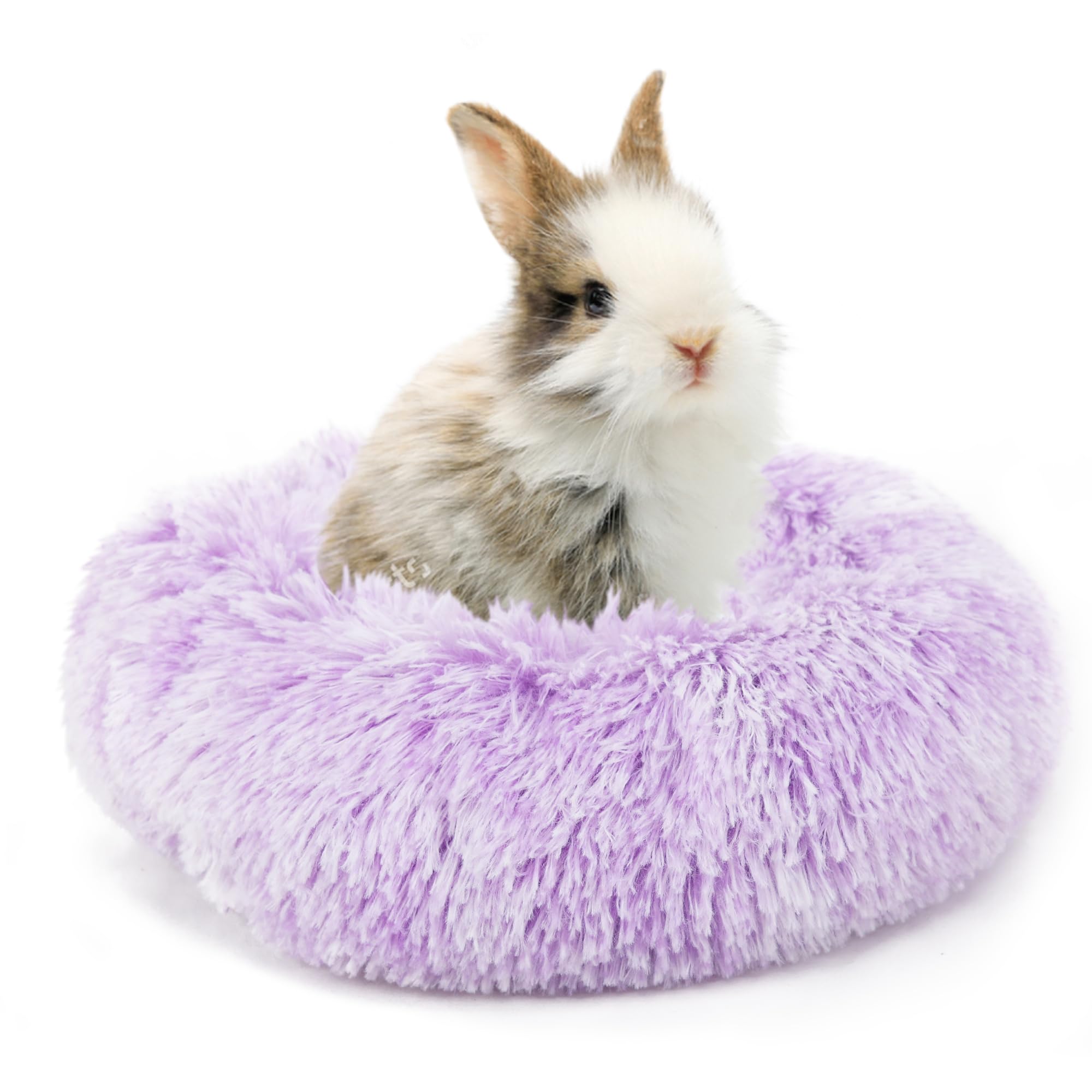Tiny Dog Bed 11.8 Inch for Extra Small Dogs,Washable Puppy Bed,Soft Faux Fur Calming Donut Bed for Chihuahua Yorkie Maltese Pomeranian,Purple and White