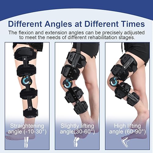 Miniatura 2 de GHORTHOUD Rodillera ROM con bisagras con correa para el hombro, inmovilizador de rodilla postoperatorio, soporte de rodilla ajustable con