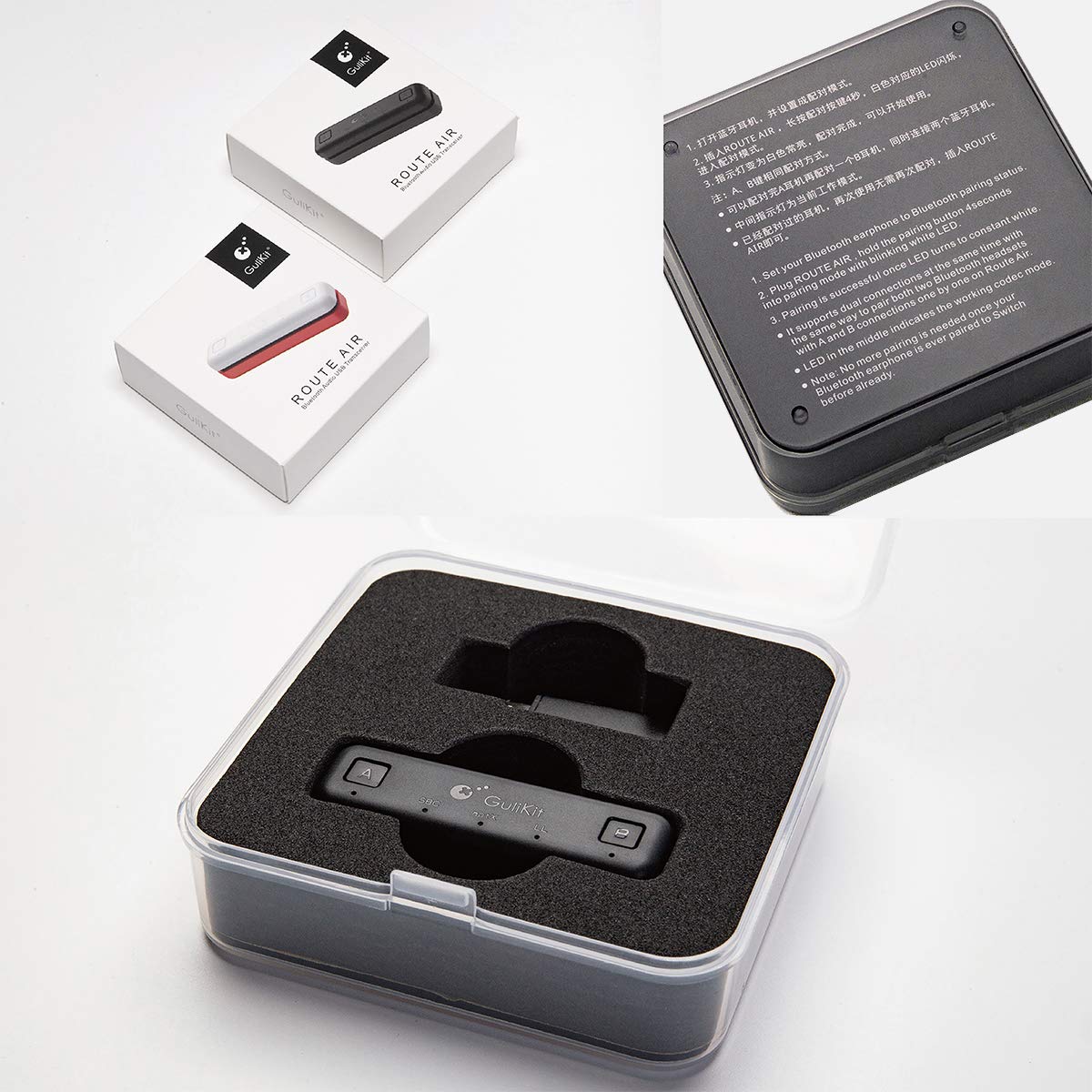 GuliKit Route Air Bluetooth Adapter für Nintendo Switch/Lite, Drahtloser Bluetooth-Audiosender mit aptX Low Latency, Unterstützung für Bluetooth-Kopfhörer Kopfhörer Lautsprecher - Schwarz