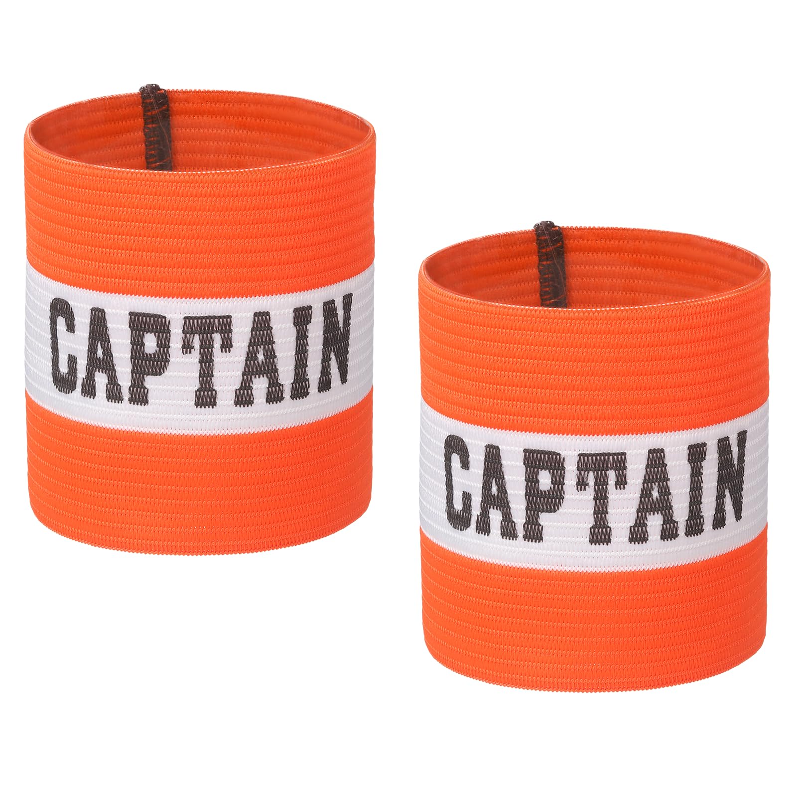 YELARXI Captain Armbands, Soccer Captain Armband Elastic Adjustable Leader Band Team Sport Bands, 2Pcs & Orange White & 25cm - Fit for (Adult Youth Football/Basketball/Rugby Training) — image 1