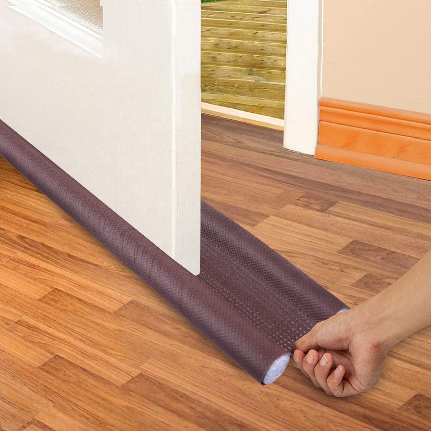 Pivalo Door Bottom Sealing Strip Guard for Home 42 Inches Door Closers Adjustable Door Draft Air Stoppers Dust and Insects Repellent (Pack of 1, Brown, Max Door Width - 3 cm)