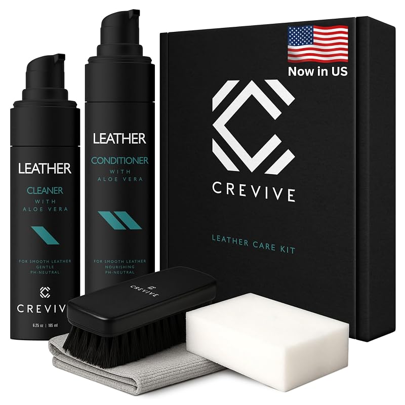Kit de Limpeza e Condicionamento para Couro Automotivo CREVIVE com Escova, Pano de Microfibra e Esponja