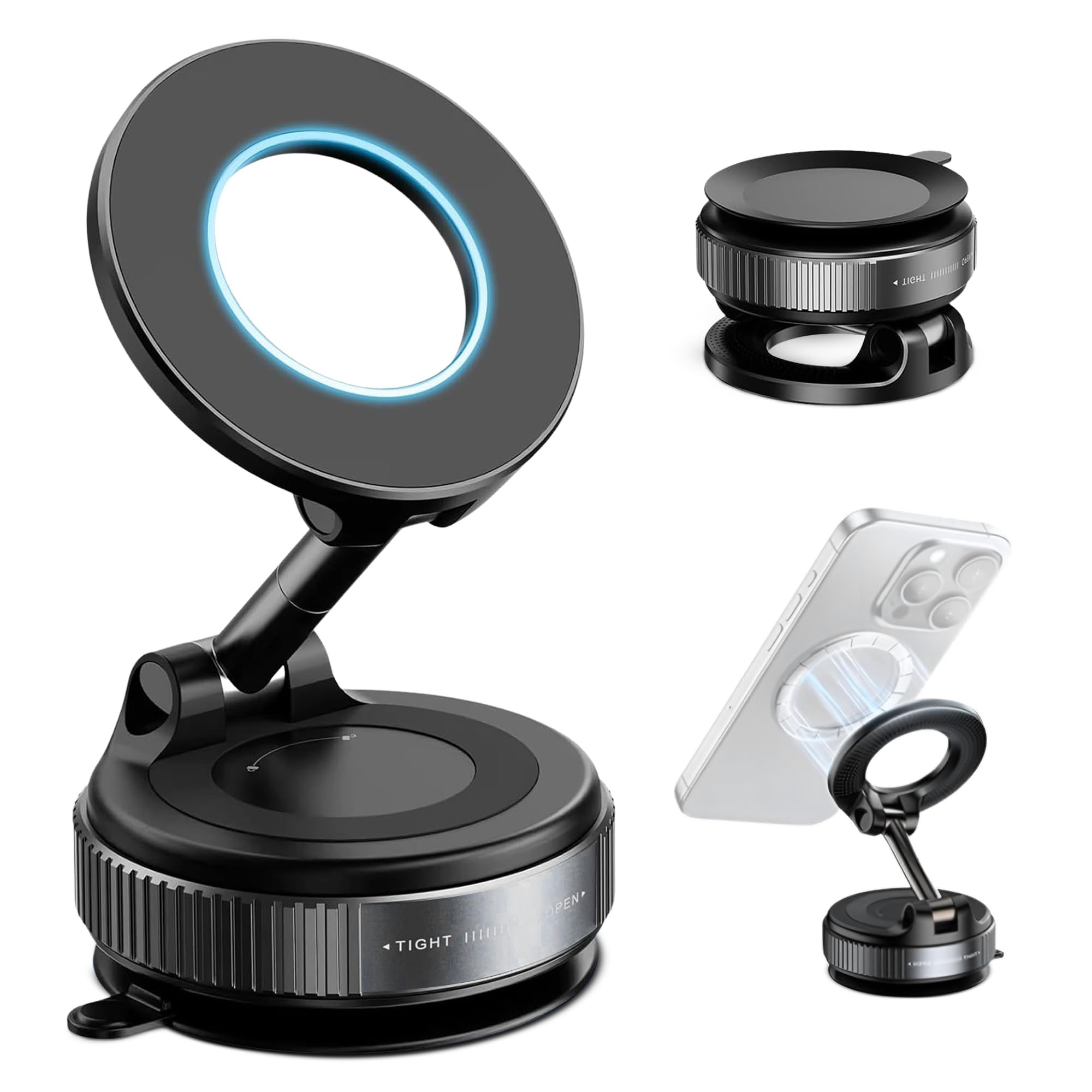 2026 Model Magnetic Car Phone Holder Strong Suction Cup Car Mount for iPhone Android 360 Rotating Dashboard Windshield