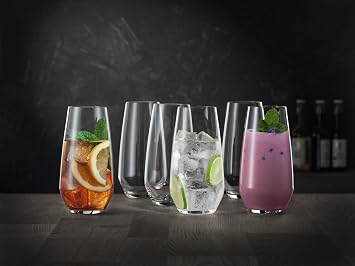 Spiegelau Authenticis Casual 4800292 Glasses Set of 6 550 ml Long Drink Glasses Crystal Glass Tumblers Dishwasher Safe