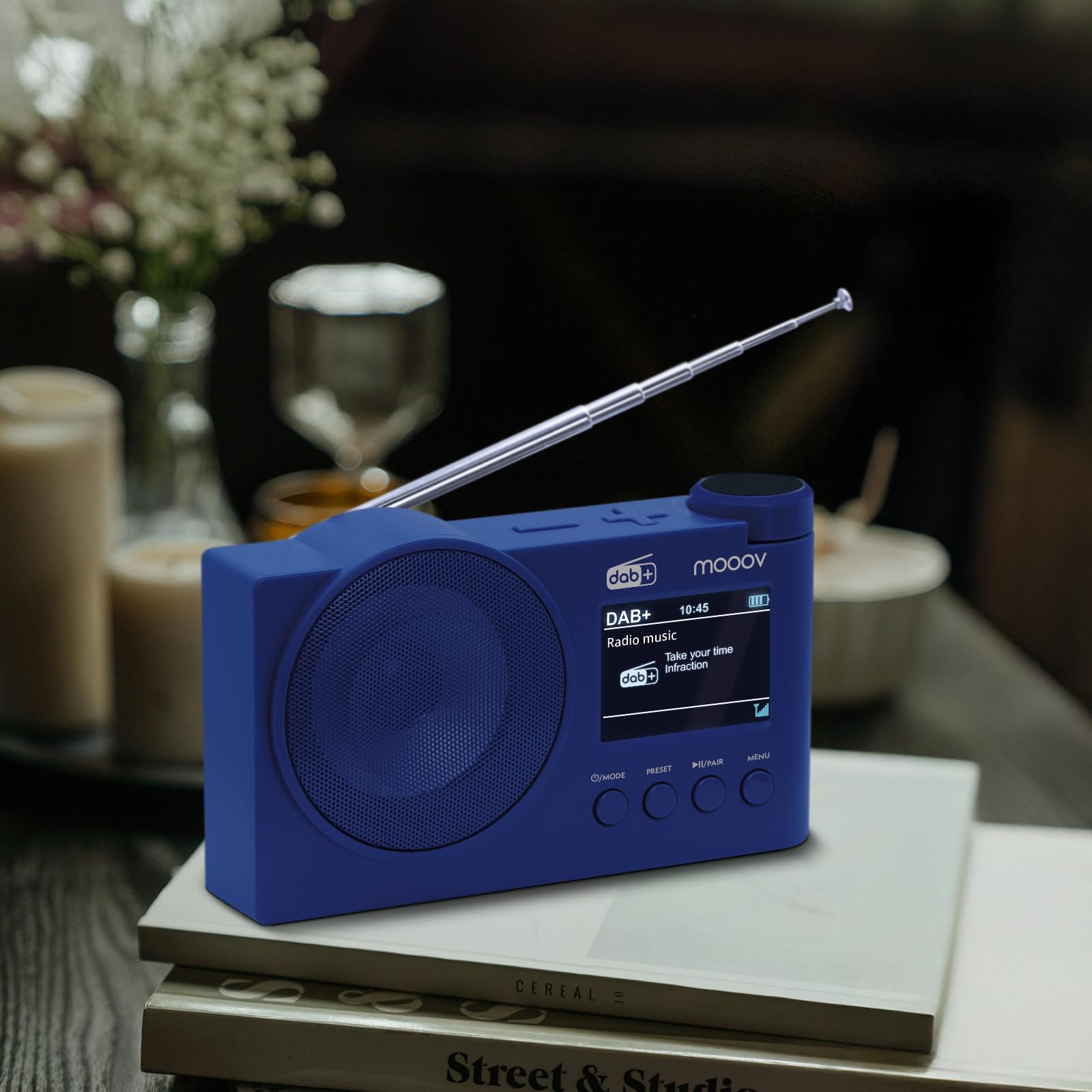 Radio Dab+ e FM con Bluetooth 5.0 Sveglia Doppia Allarme Display Colori USB MP3 Batteria Ricaricabile 15h Blu