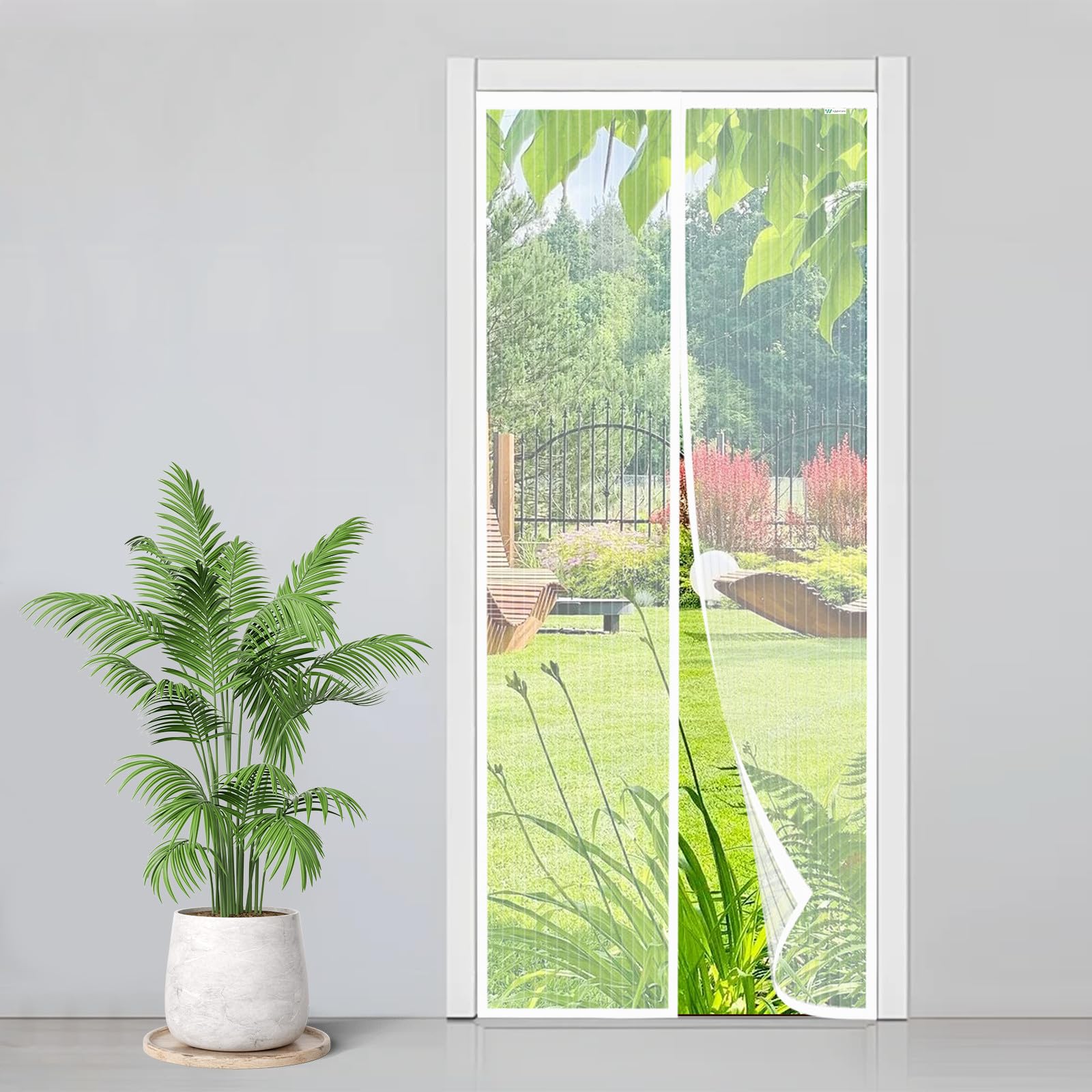 Zanzariera Magnetica 90x200cm, Zanzariera Porta Finestra Tenda Bianco, Tenda Magnetica Si Impedisce agli Insetti, Facile da Installare, Chiusura Automatica per Balcone, Soggiorno, Cantine, Terrazze