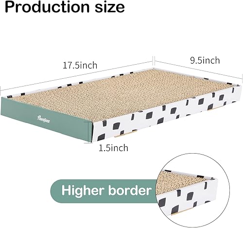 Miniatura 2 de PAWSFANS Rascador de cartón para gatos con caja, tabla de rascar de corrugado duradera, sofá cama para gatitos, hierba gatera reversible incluida
