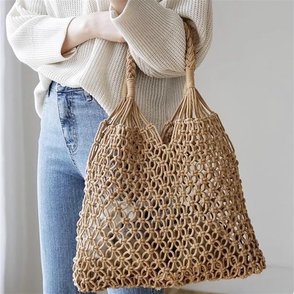 Hand-woven Handbag Beach Vacation Bag Female Mori Hollow Mesh Pocket
