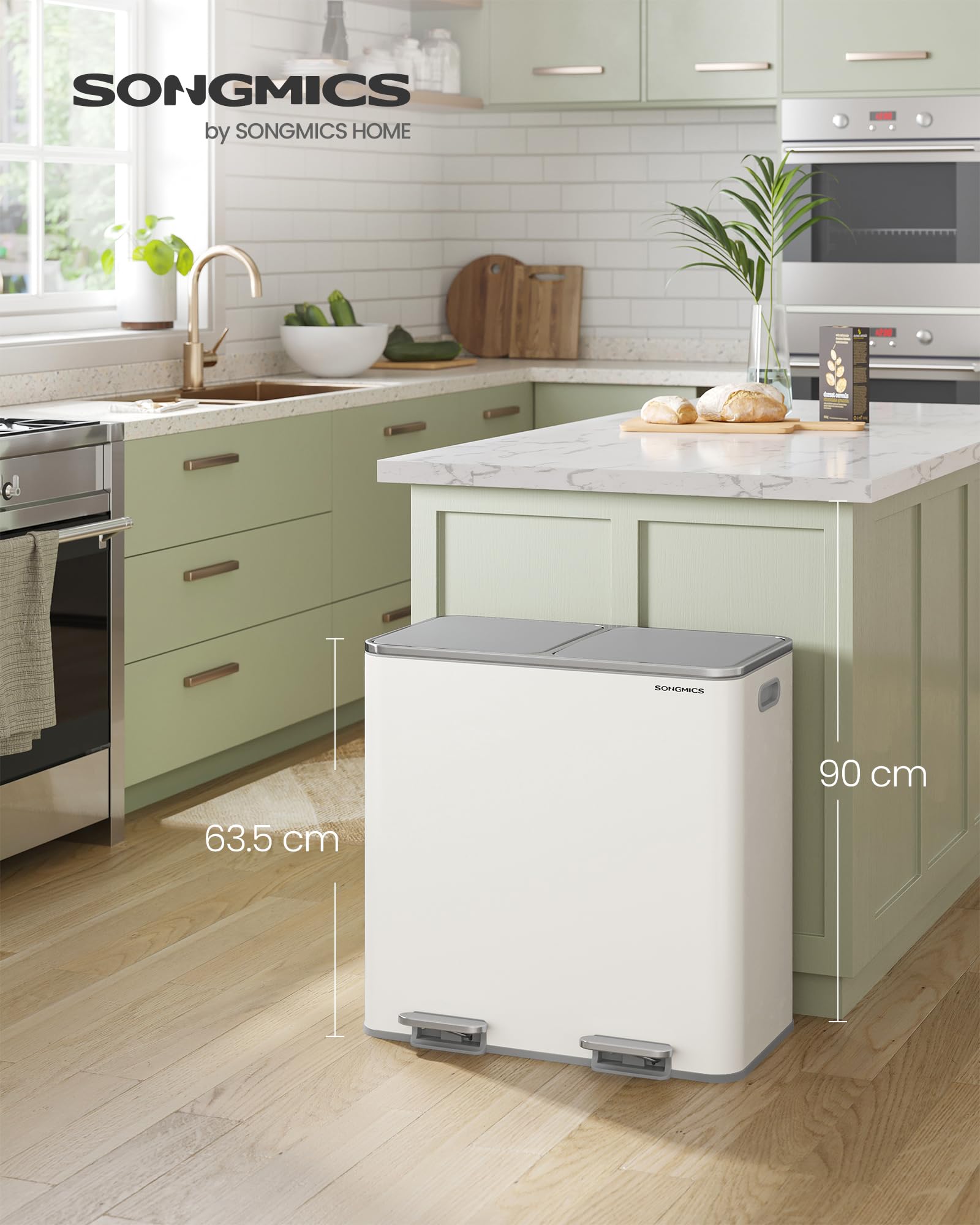 Amazon｜SONGMICS ゴミ箱 ダストボックス 2分別 2x40L ステンレス