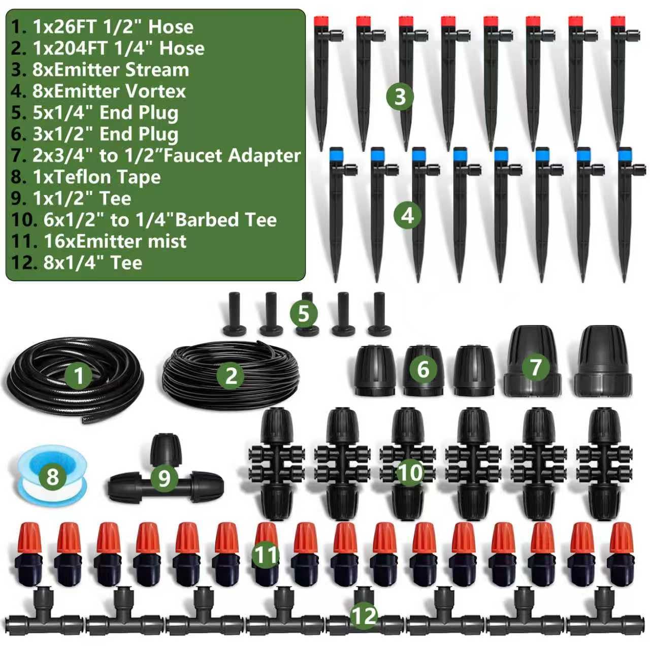 Kit de riego por goteo para jardín, sistema de riego de cama elevada de conexión rápida de 230 pies, accesorios para plantas, kit de línea de goteo para invernadero, juego de microaspersores para