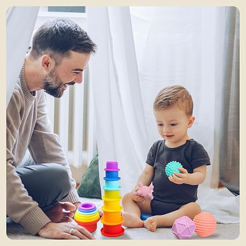 Miniatura 5 de Juguetes Montessori para bebés de 6 a 12 meses, 1 año de edad, 8 en 1 juguete sensorial para bebés de 12 a 18 meses, juguetes educativos de madera