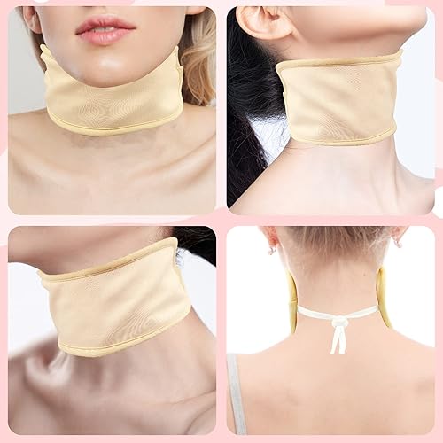 Miniatura 4 de Paquete de 2 paquetes de aceite de ricino orgánico para cuello, envoltura de aceite ajustable para el cuello con correa elástica de compresión