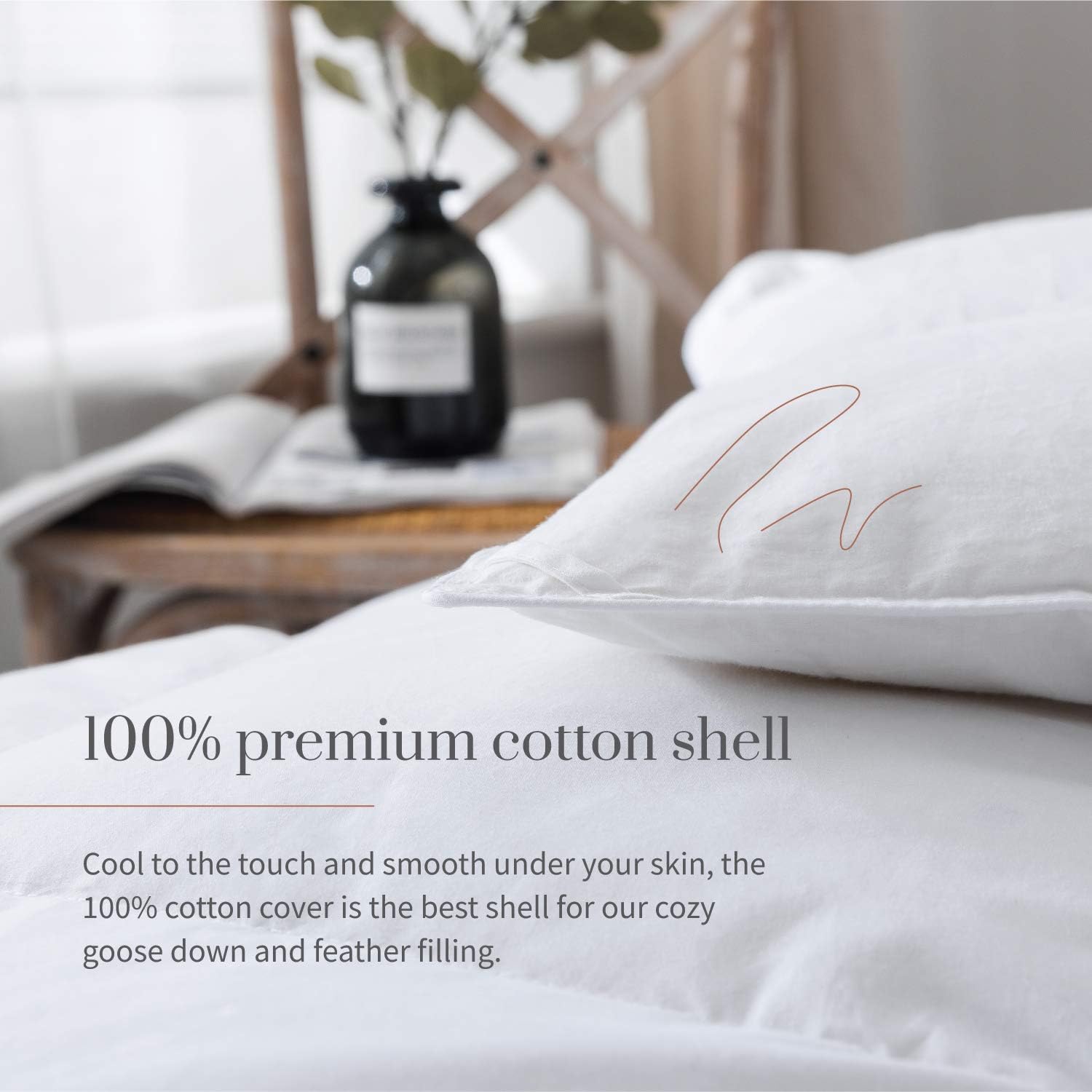Everspread Essential All-Season Goose Down Comforter Duvet Insert, Goose Down & Feather Fill, 100% Natural Cotton Cover Blanket, 600 Fill Power, 60 oz Fill Weight, Corner Duvet Tabs, White - King