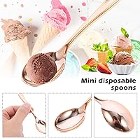 Vista 6 de YARNOW Mini cucharas desechables de oro rosa, 24 cucharas pequeñas de plástico para postre para tartas, tarros de helado, fiestas y uso diario, 3.85