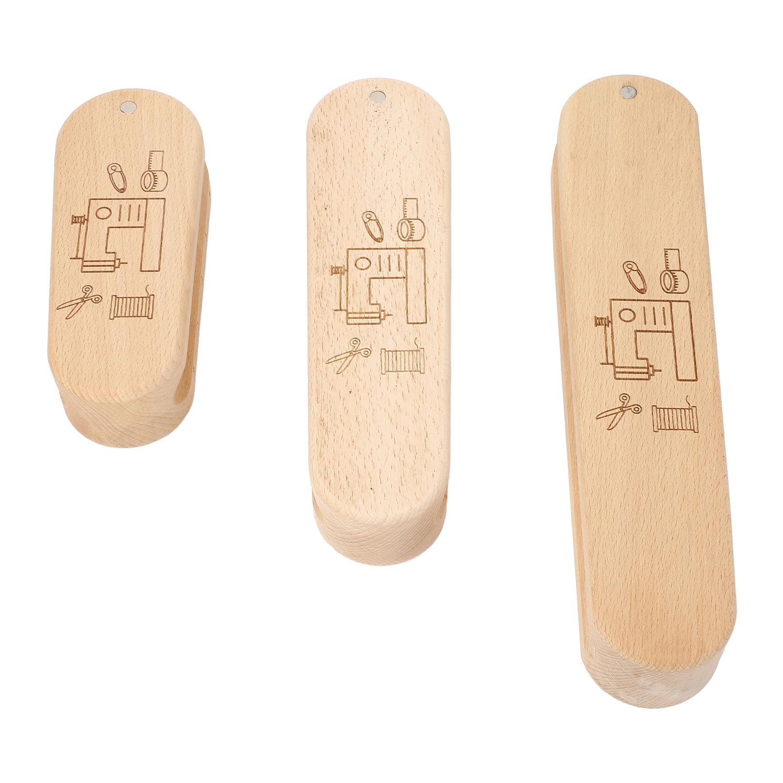 Tailors Clapper, 3 Pieces Quilters Clapper with Scale Wooden Clapper Professional Sewing Tool for Fabric Flattening and Pressing Multiple Sizes