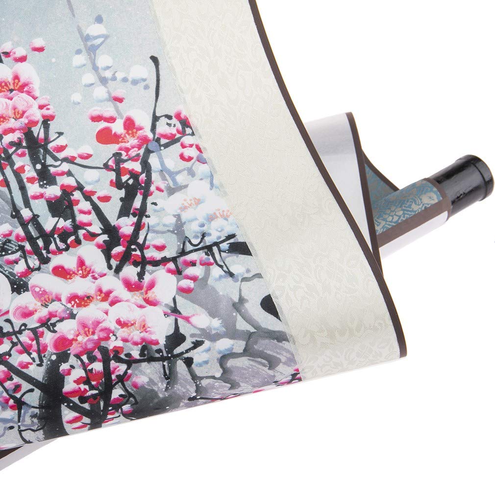 Lachineuse – Kakemono Fleurs de Ciruela – Tapiz de Pared – Decoración Japonesa para Colgar – 120 x 38 cm – Símbolo de Esperanza – Cuadro japonés – Color Gris – Idea de Regalo de Japón Asia
